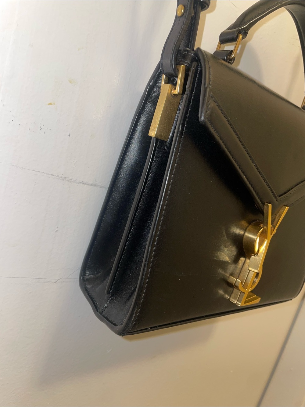 CASSANDRA MINI TOP HANDLE BAG IN GRAIN DE POUDRE EMBOSSED LEATHER - Picture 4 of 10